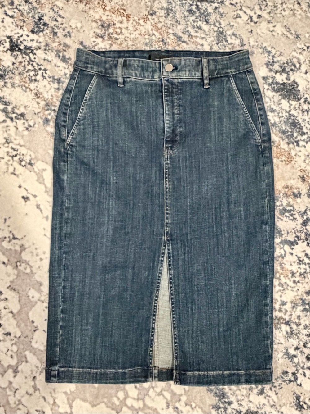 White House Black Market Denim Midi Skirt Size 8 NWT